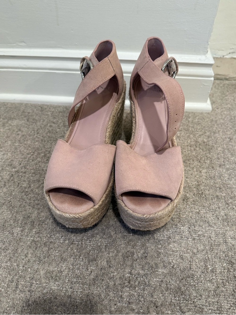 Marc Fisher Blush Pink Espadrille Wedge Sandals with Ankle Strap